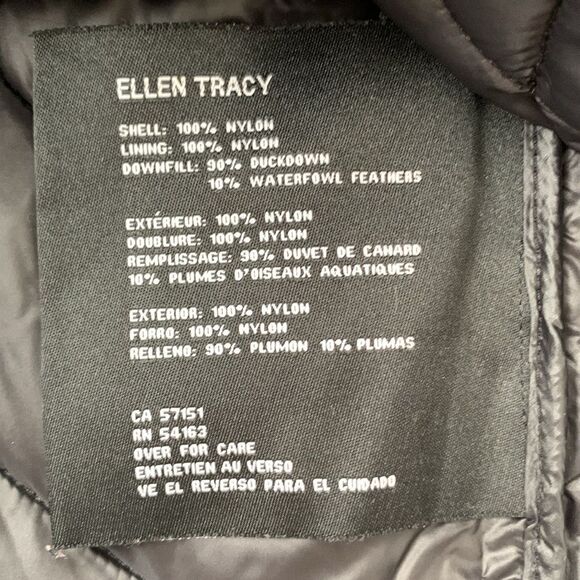 Ellen Tracy Puffed Zip Full Mock Neck Pockets Black Women’s Jacket Size L - Picture 9 of 9